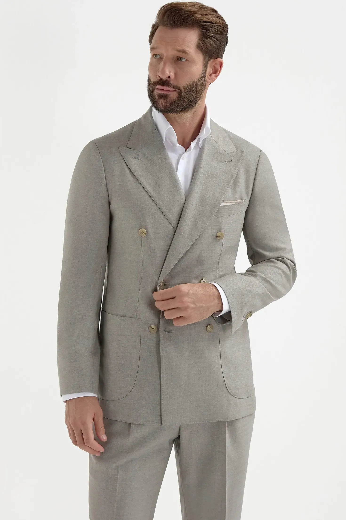 Costume croisé vert Super 150's - Made in Italy