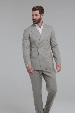 Costume croisé vert Super 150's - Made in Italy