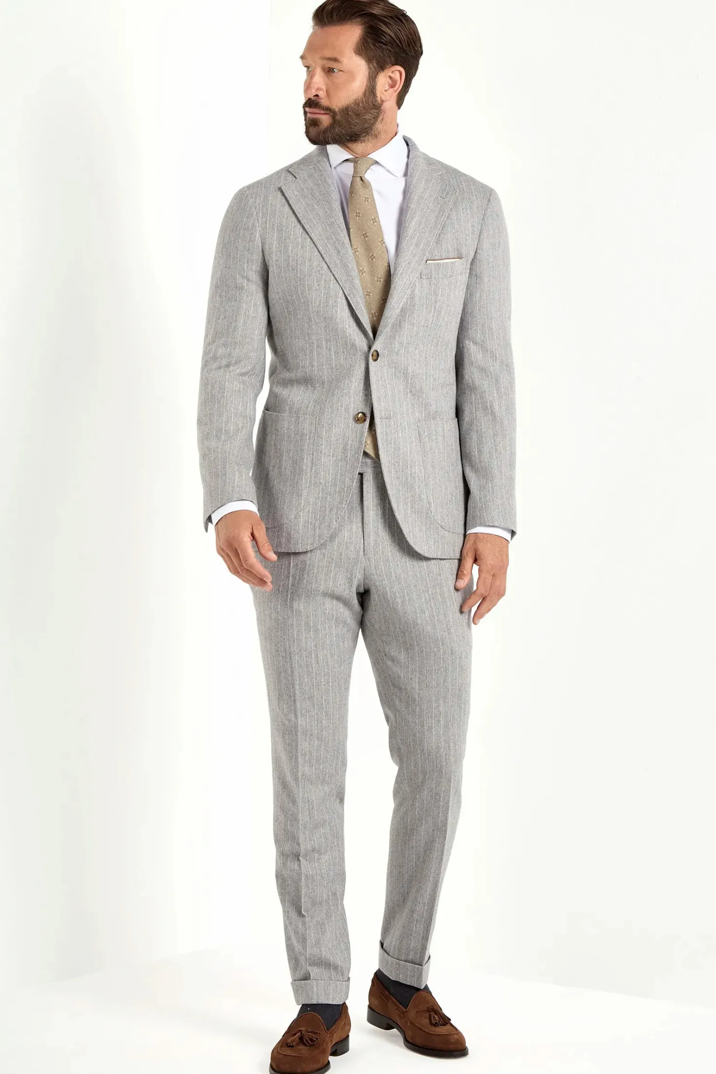 Costume rayé gris clair - Made in Italy