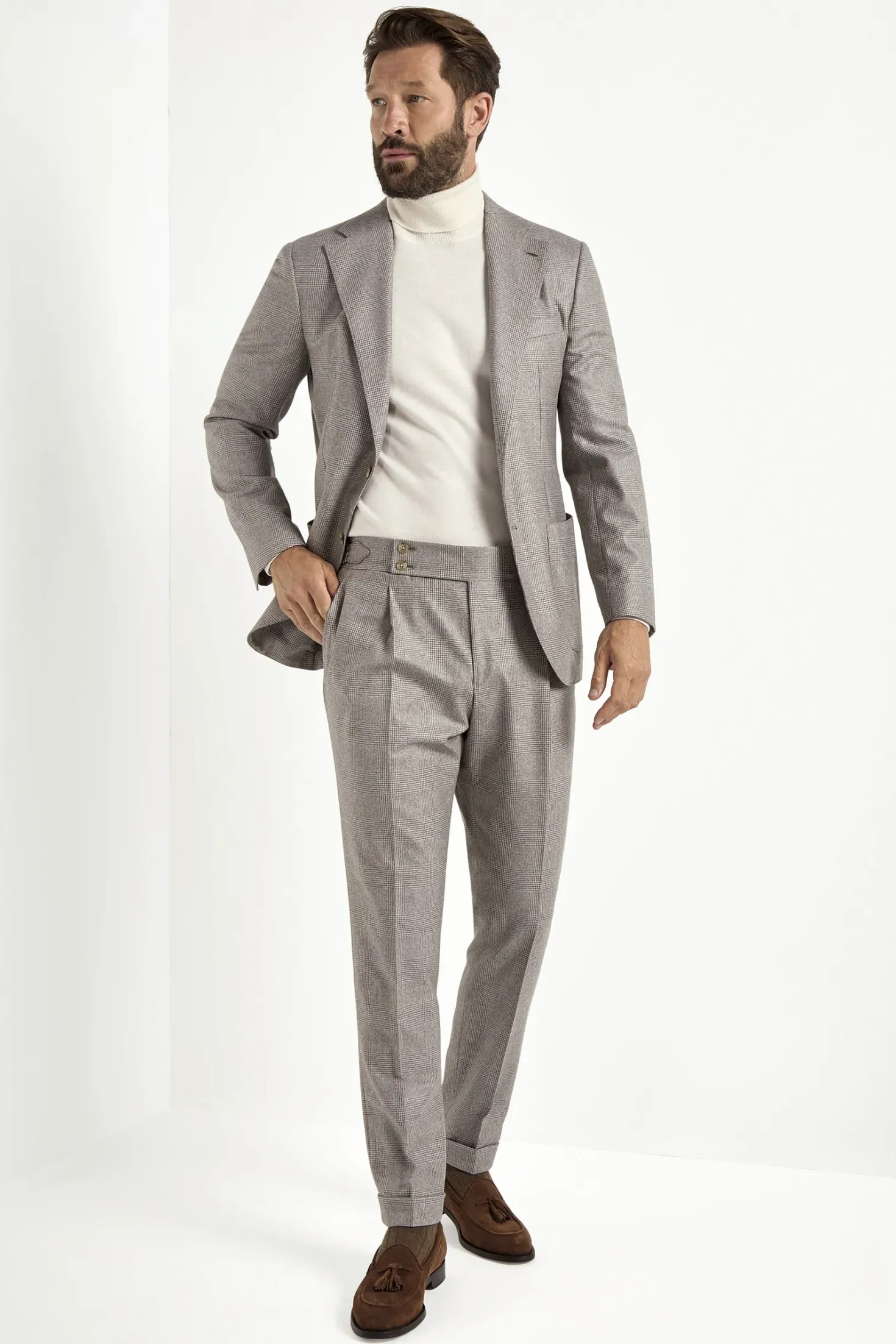 Costume taupe Prince de Galles - Made in Italy