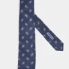 Cravate bleue en laine et cachemire à motif cachemire - Made in Italy