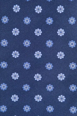 Cravate bleue à micro motif floral - Made in Italy