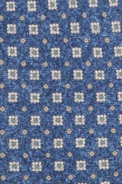 Cravate bleue à motif floral en soie - Made in Italy