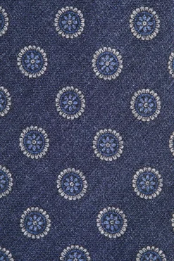 Cravate bleue à motif floral - Made in Italy