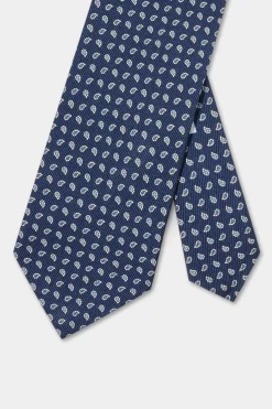 Cravate bleue à motif paisley en soie - Made in Italy