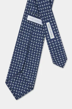 Cravate bleue à motif paisley en soie - Made in Italy