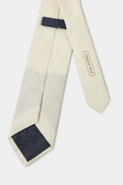 Cravate en lin et soie Stone - Made in Italy