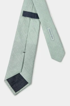 Cravate en lin et soie verte - Made in Italy