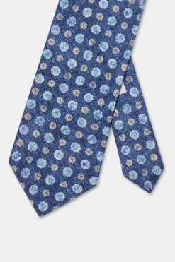 Cravate fantaisie bleue en soie - Made in Italy
