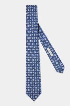 Cravate fantaisie bleue en soie - Made in Italy