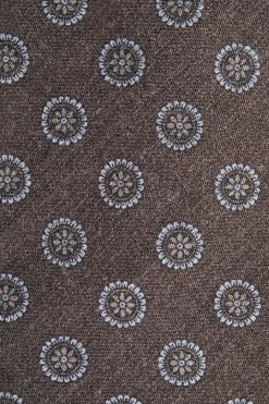 Cravate marron à motif floral - Made in Italy