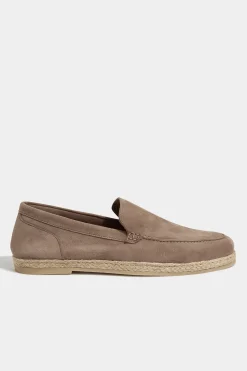 Espadrilles taupe en daim - Made in Italy
