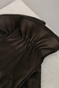 Gants en cuir de cerf marron foncé - Made in Italy