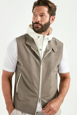 Gilet à capuche tabac - Made in Italy