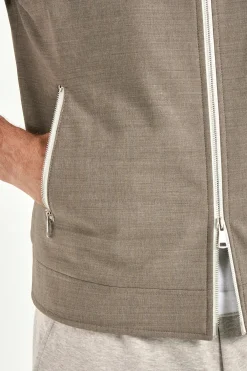 Gilet à capuche tabac - Made in Italy