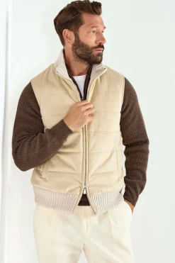 Gilet en alcantara sable - Made in Italy