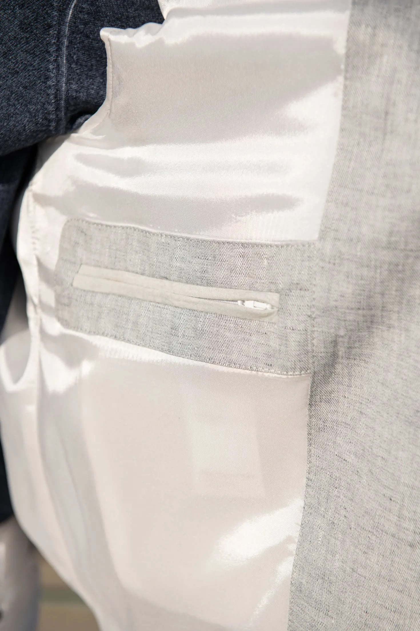 Gilet en lin gris craie – Made in Italy