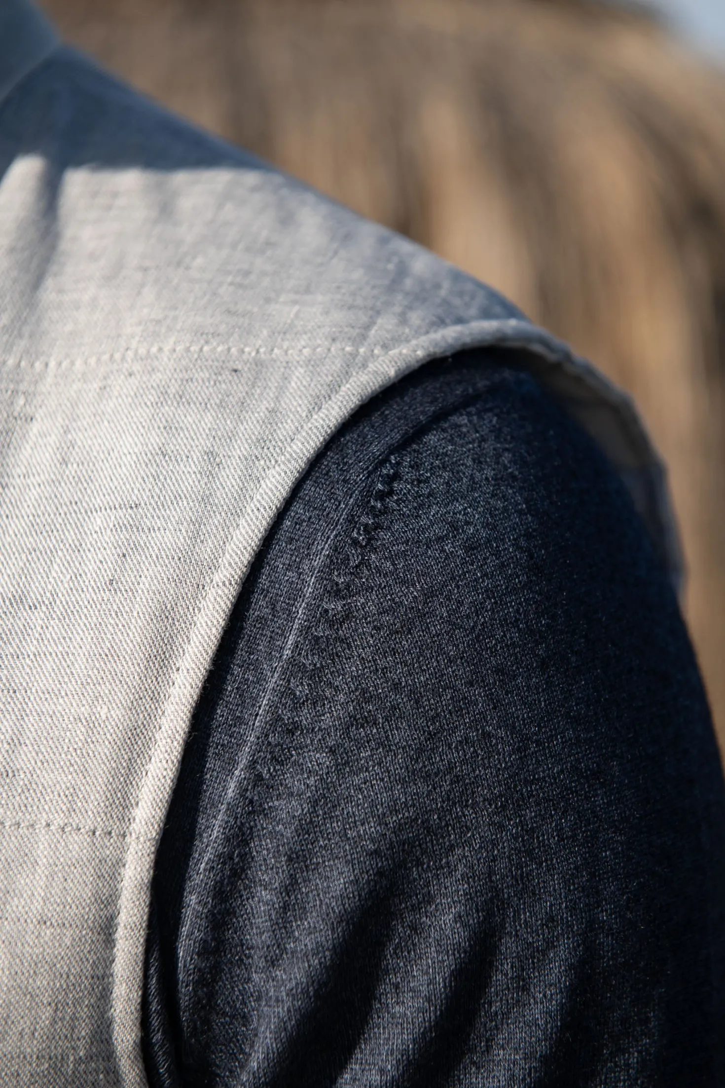 Gilet en lin gris craie – Made in Italy