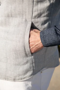 Gilet en lin gris craie – Made in Italy