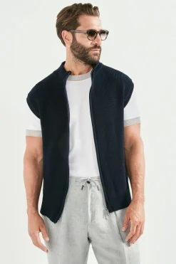 Gilet en maille bleu - Made in Italy