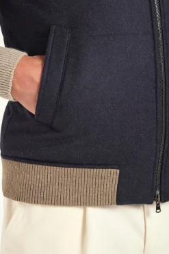 Gilet matelassé bleu en laine et cachemire – Made in Italy