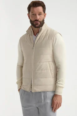 Gilet réversible sable à chevrons - Made in Italy