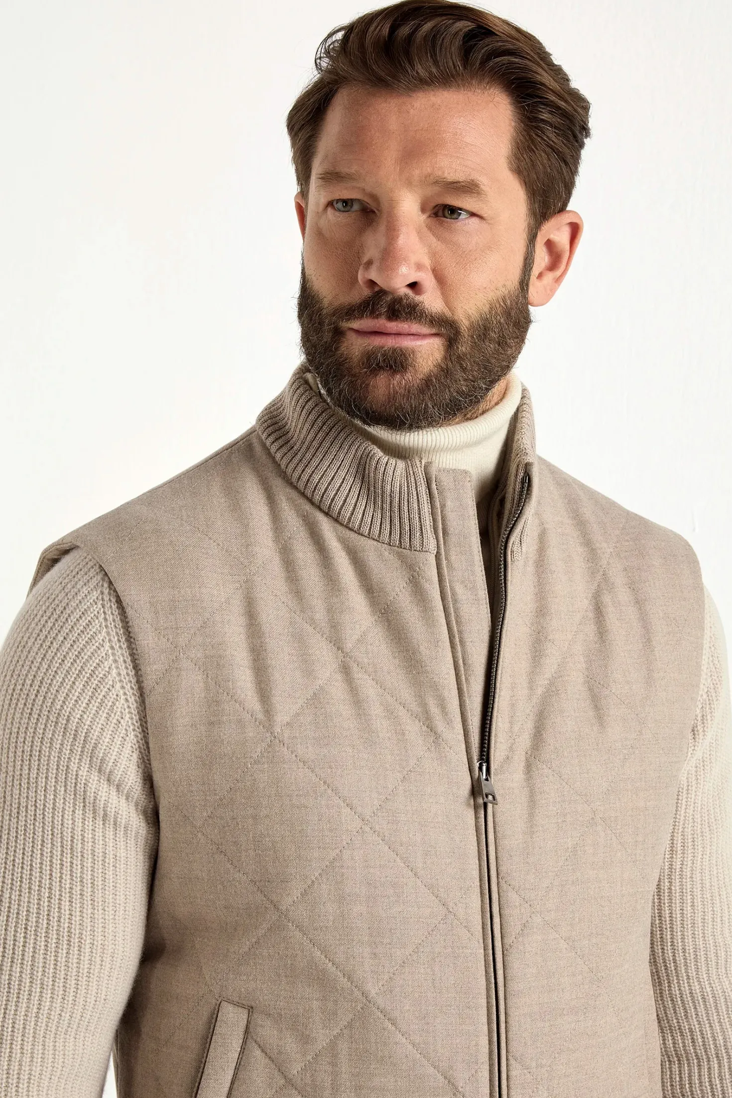 Gilet sans manches matelassé beige - Made in Italy