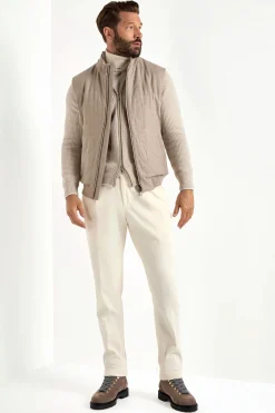 Gilet sans manches matelassé beige - Made in Italy