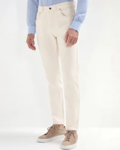 Jean Blanc cassé en coton et cachemire - Made in Italy