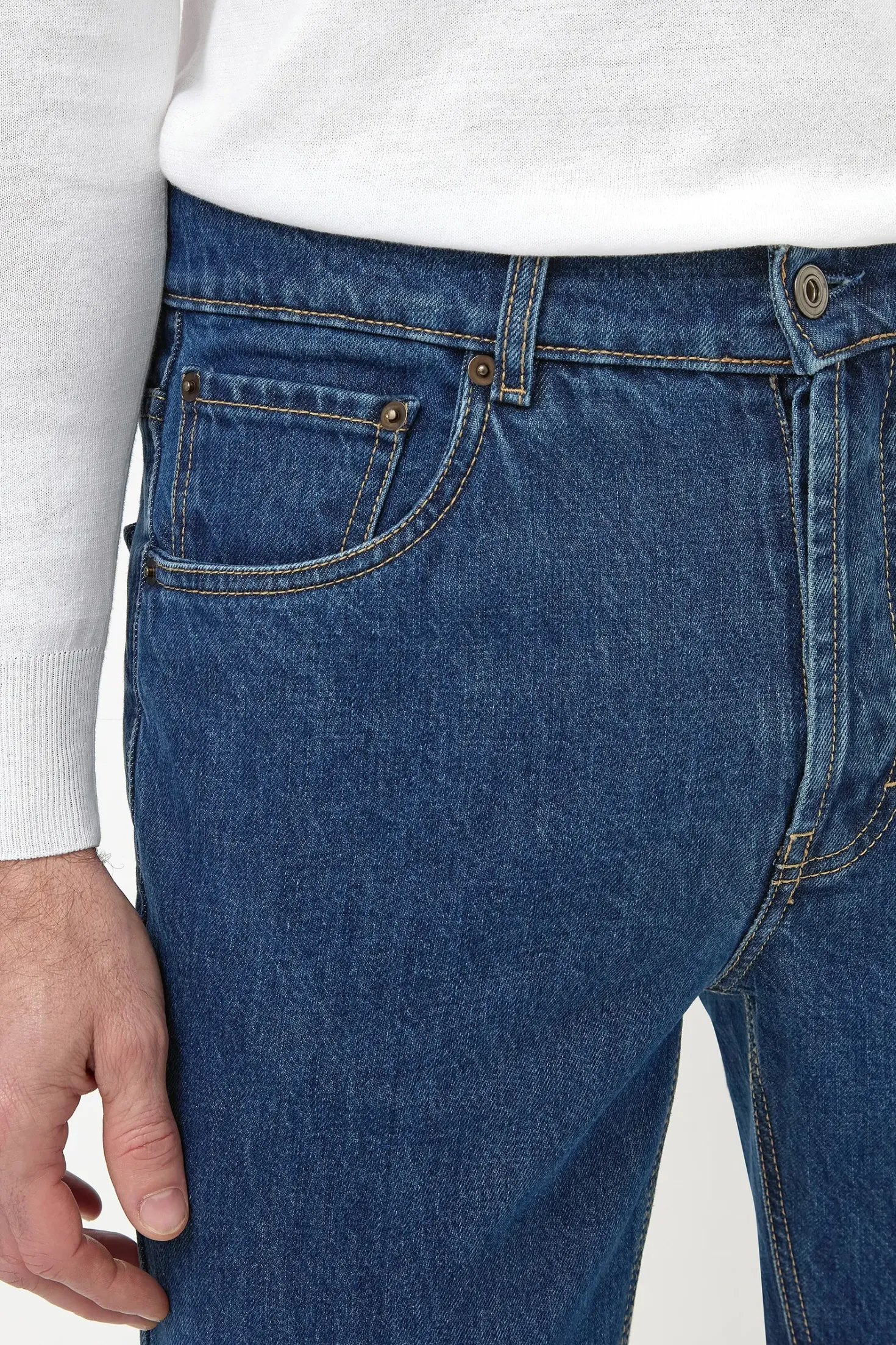 Jean bleu moyen - coton Candiani - Made in Italy