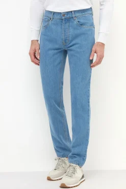 Jean délavé bleu clair - coton Candiani - Made in Italy