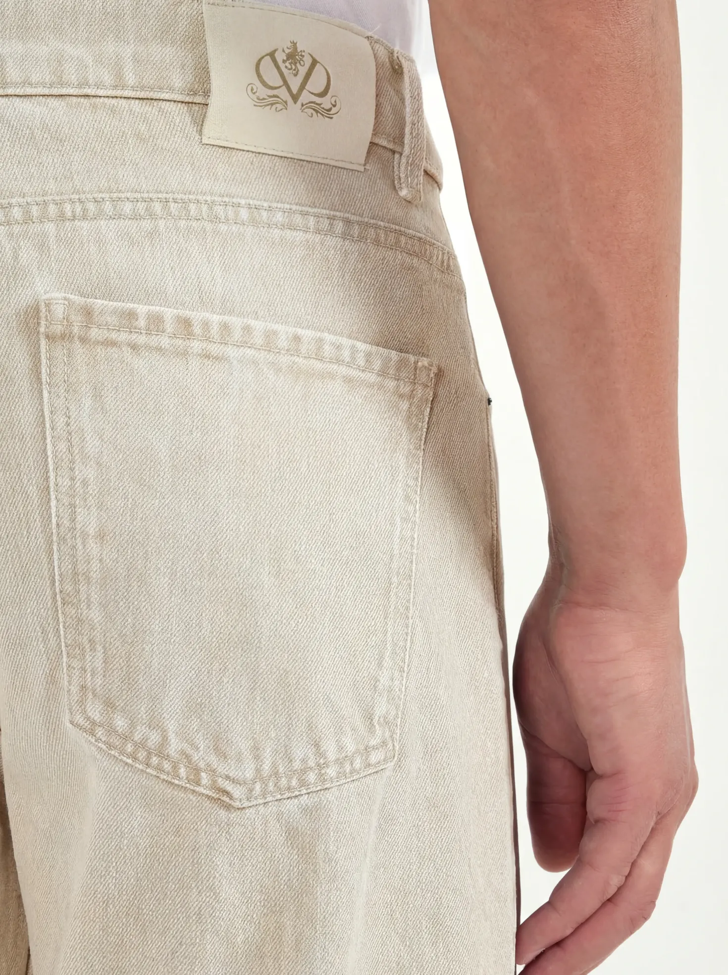 Jean droit beige en mélange de lin - Made in Italy