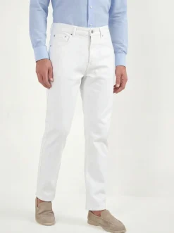 Jean droit blanc - coton Candiani - Made in Italy
