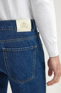 Jean droit bleu moyen - coton Candiani - Made in Italy