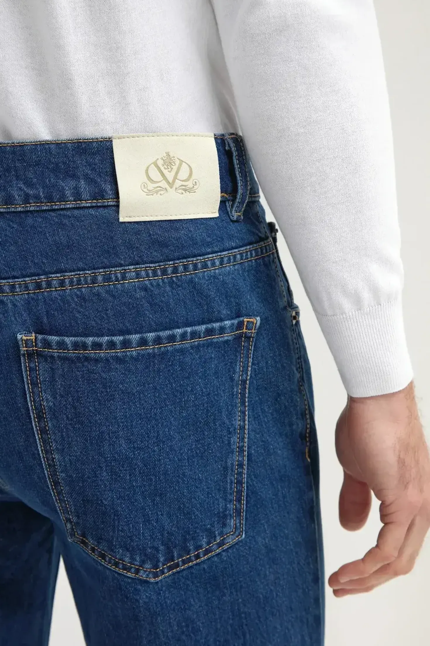 Jean droit bleu moyen - coton Candiani - Made in Italy