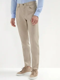 Jean en coton et cachemire taupe - Made in Italy