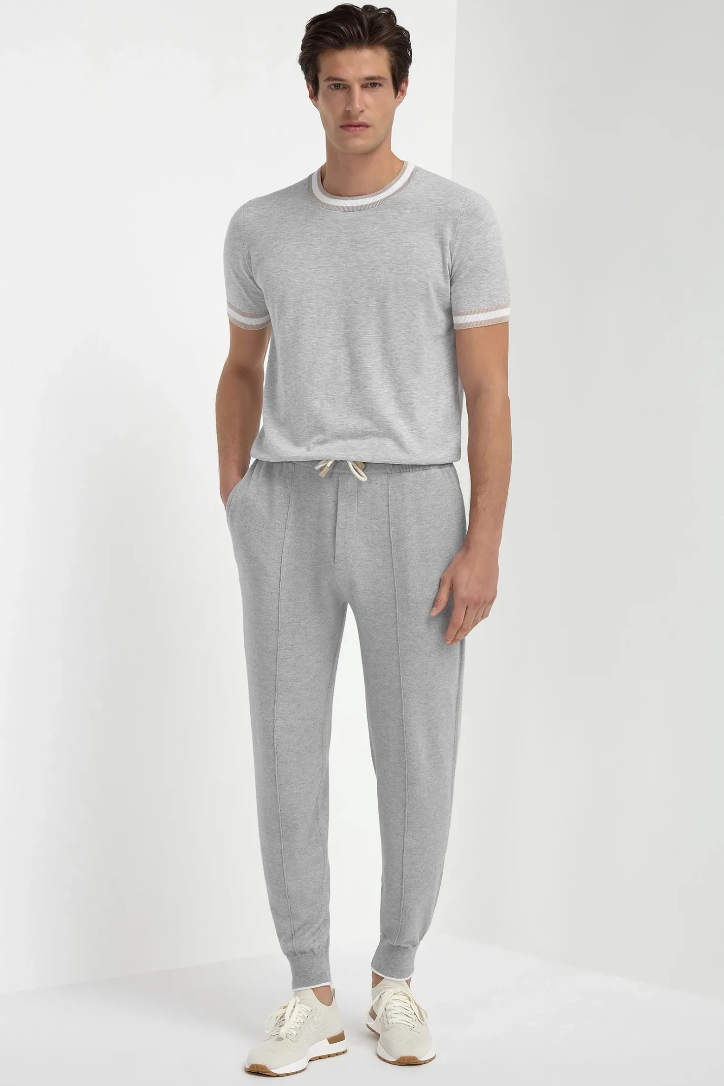 Jogging gris clair en mélange cachemire - Made in Italy