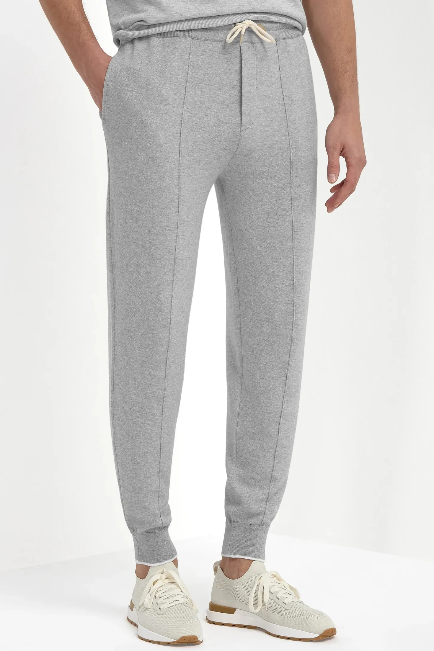 Jogging gris clair en mélange cachemire - Made in Italy