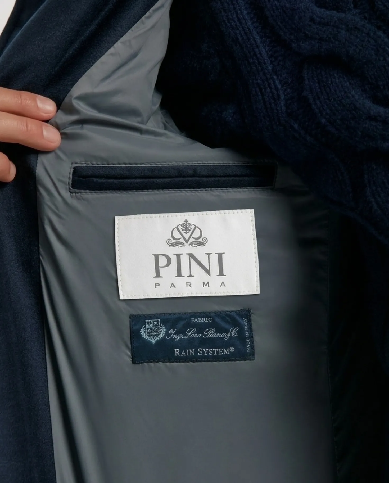 Manteau matelassé en laine et cachemire bleu - Made in Italy