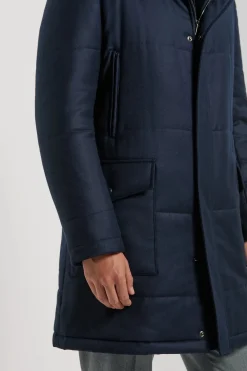 Manteau matelassé en laine et cachemire bleu - Made in Italy