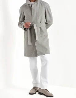 Manteau raglan gris à chevrons – Made in Italy