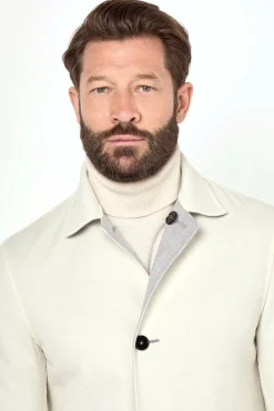 Manteau réversible gris clair et blanc - Made in Italy