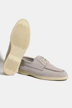 Mocassins bateau en nubuck sable - Made in Italy