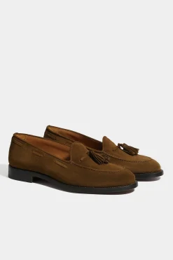 Mocassins à pampilles en daim cognac - Made in Italy