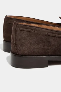 Mocassins à pampilles en daim marron - Made in Italy
