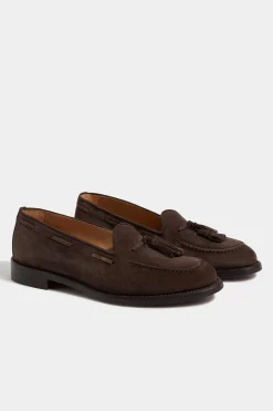 Mocassins à pampilles en daim marron - Made in Italy