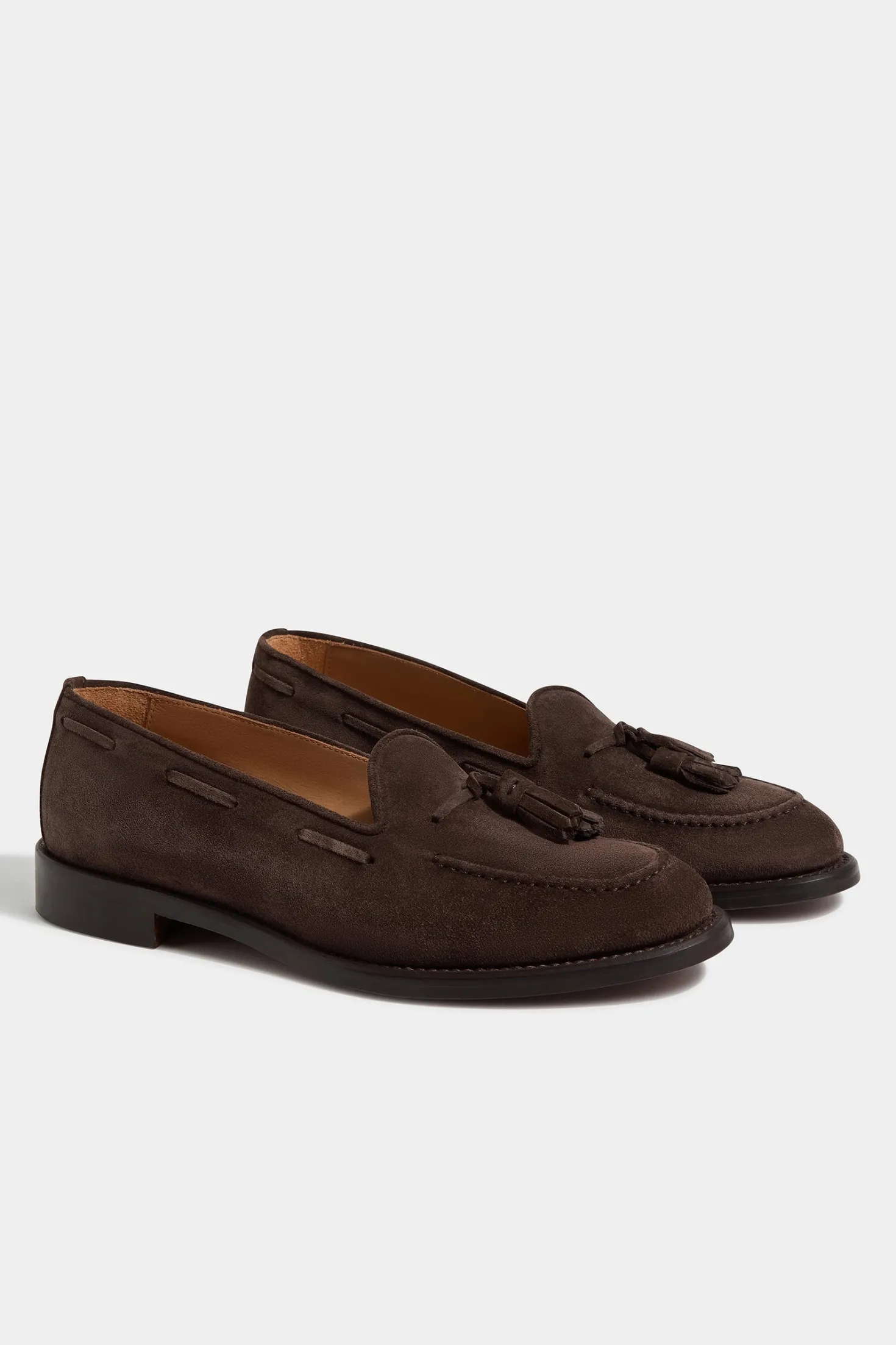 Mocassins à pampilles en daim marron - Made in Italy