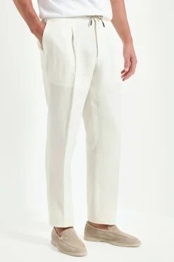 Pantalon Alassio en lin blanc - Made in Italy