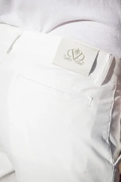 Pantalon cargo en coton stretch Blanc cassé - Made in Italy