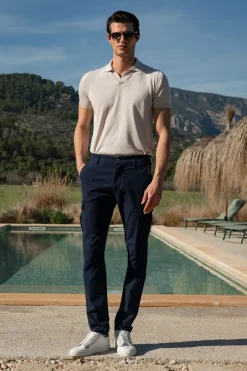 Pantalon cargo en coton stretch bleu - Made in Italy